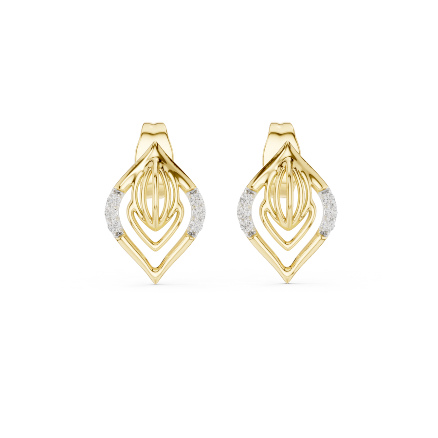 Avelisse Sculpted Leaf Pavé  Diamond Earrings