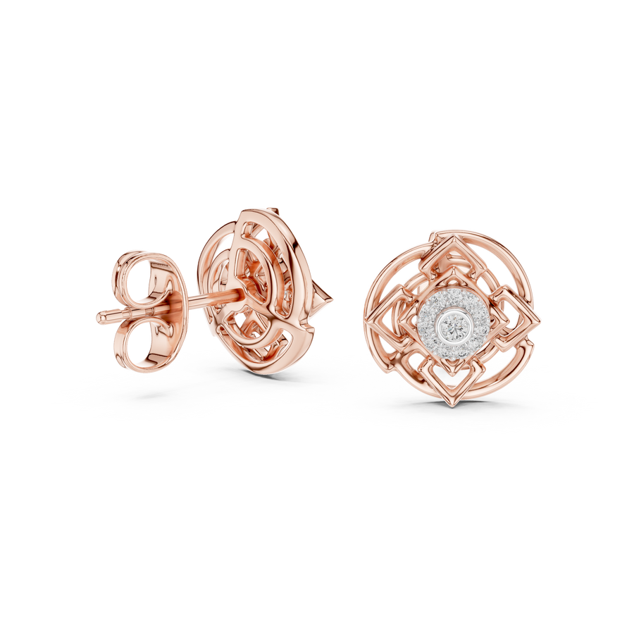 Calivienne Geometric Halo  Diamond Earrings