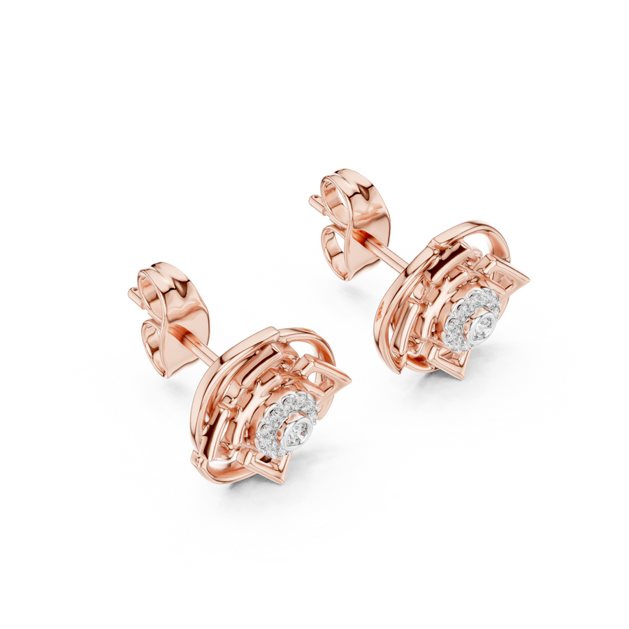 Calivienne Geometric Halo  Diamond Earrings