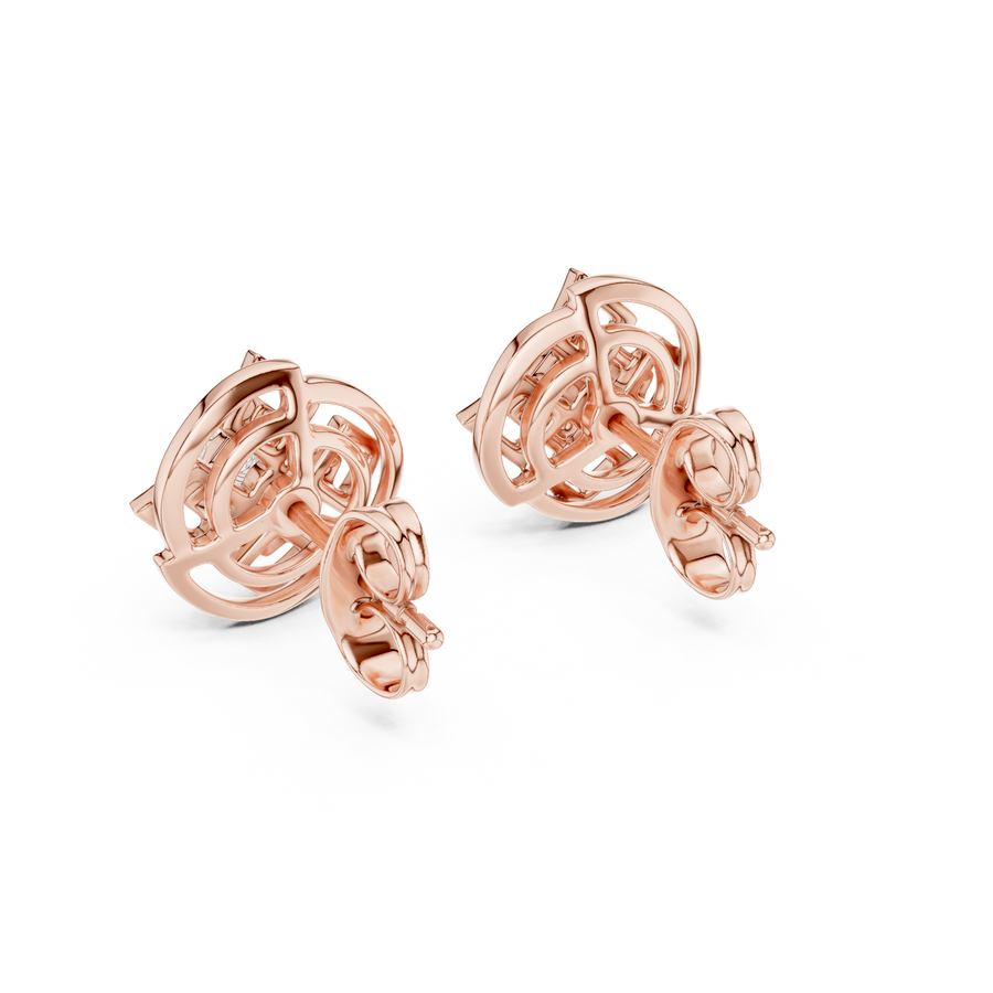 Calivienne Geometric Halo  Diamond Earrings