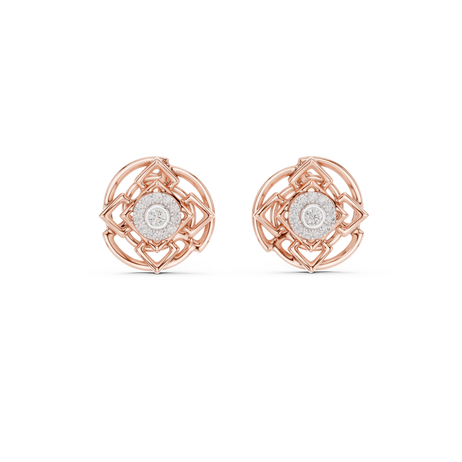 Calivienne Geometric Halo  Diamond Earrings