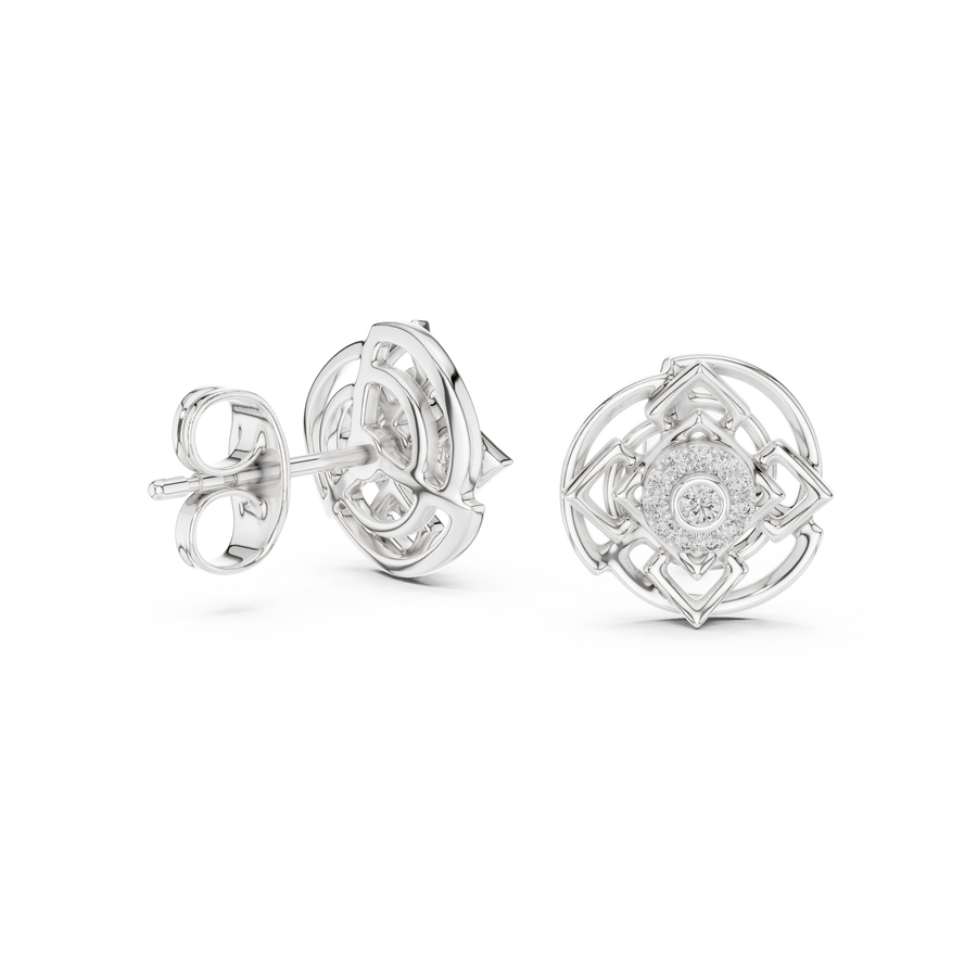 Calivienne Geometric Halo  Diamond Earrings
