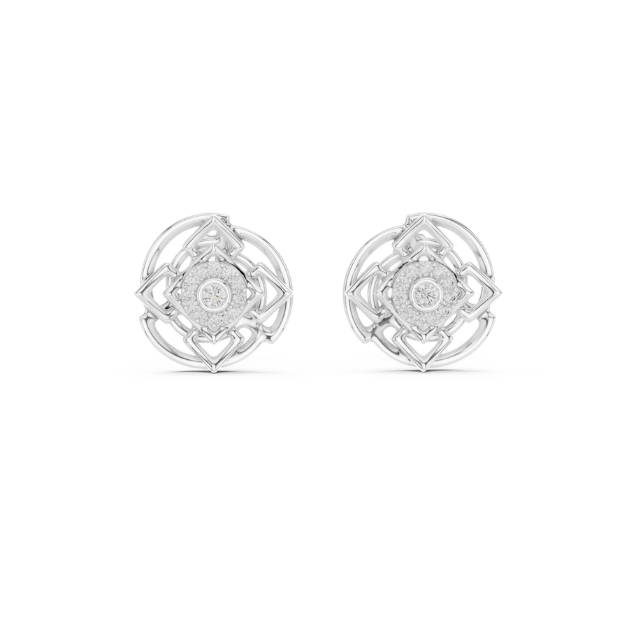 Calivienne Geometric Halo  Diamond Earrings