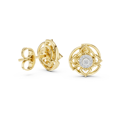 Calivienne Geometric Halo  Diamond Earrings