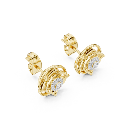 Calivienne Geometric Halo  Diamond Earrings