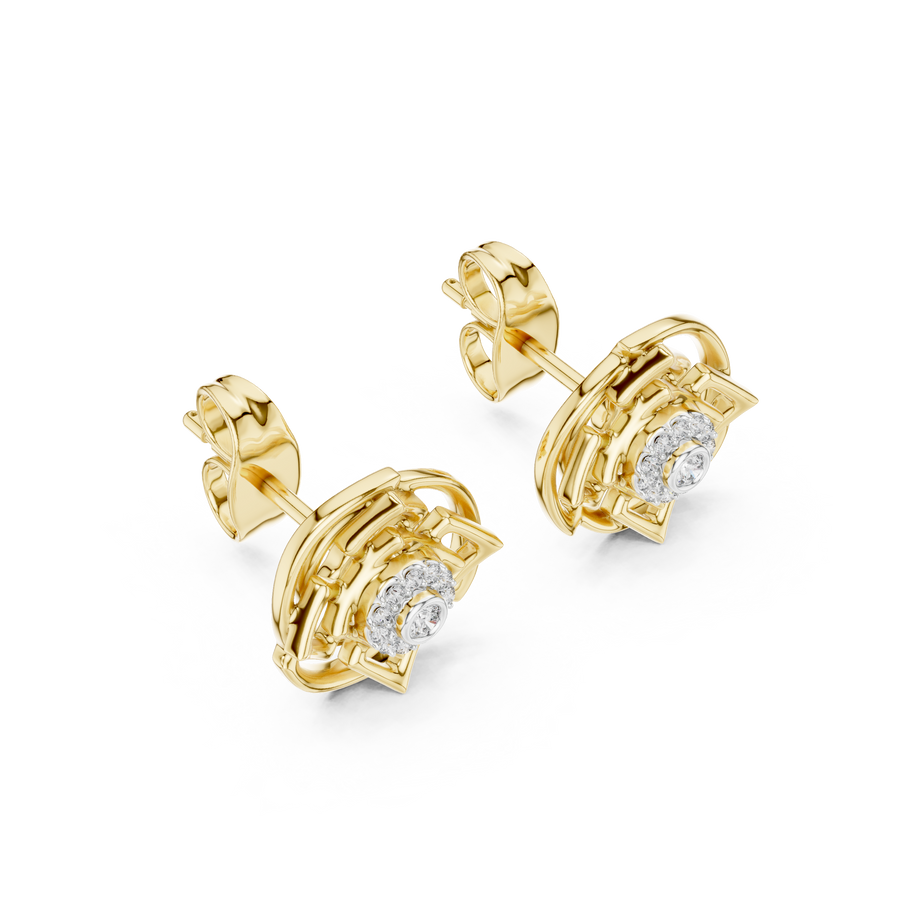 Calivienne Geometric Halo  Diamond Earrings