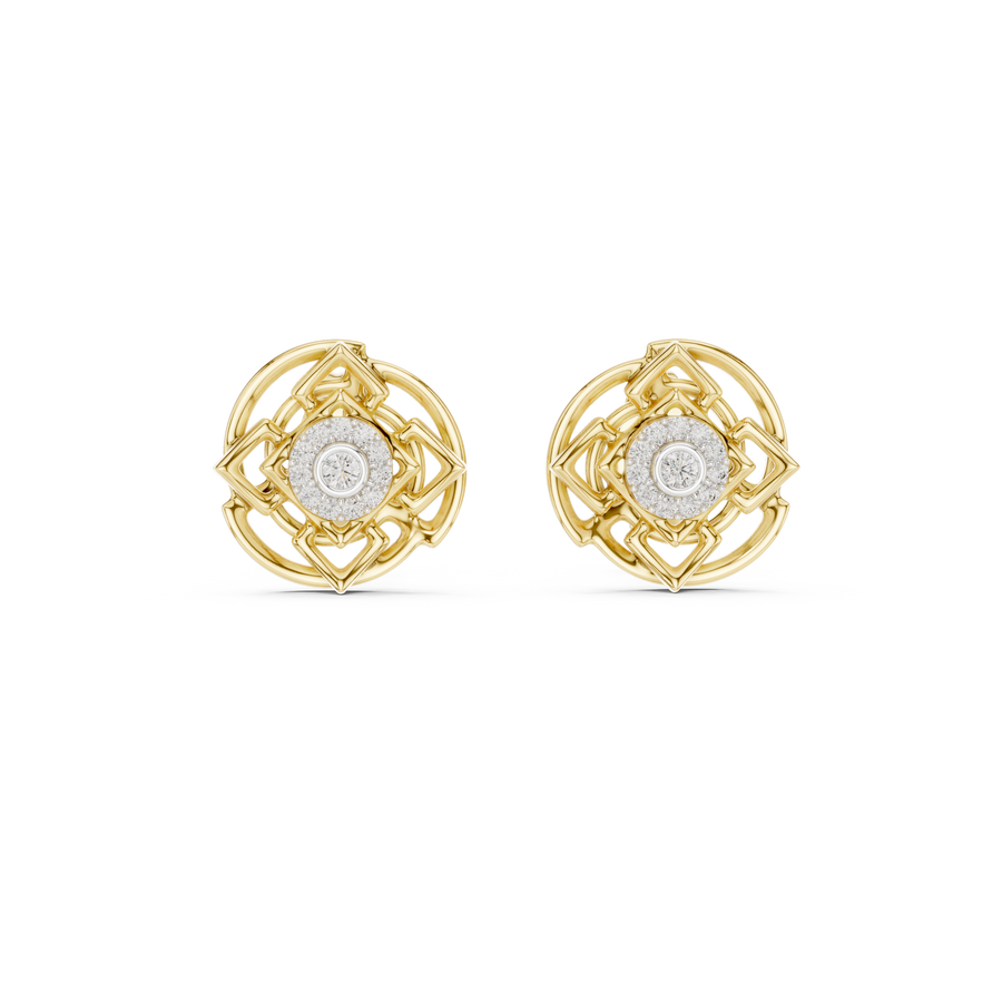 Calivienne Geometric Halo  Diamond Earrings