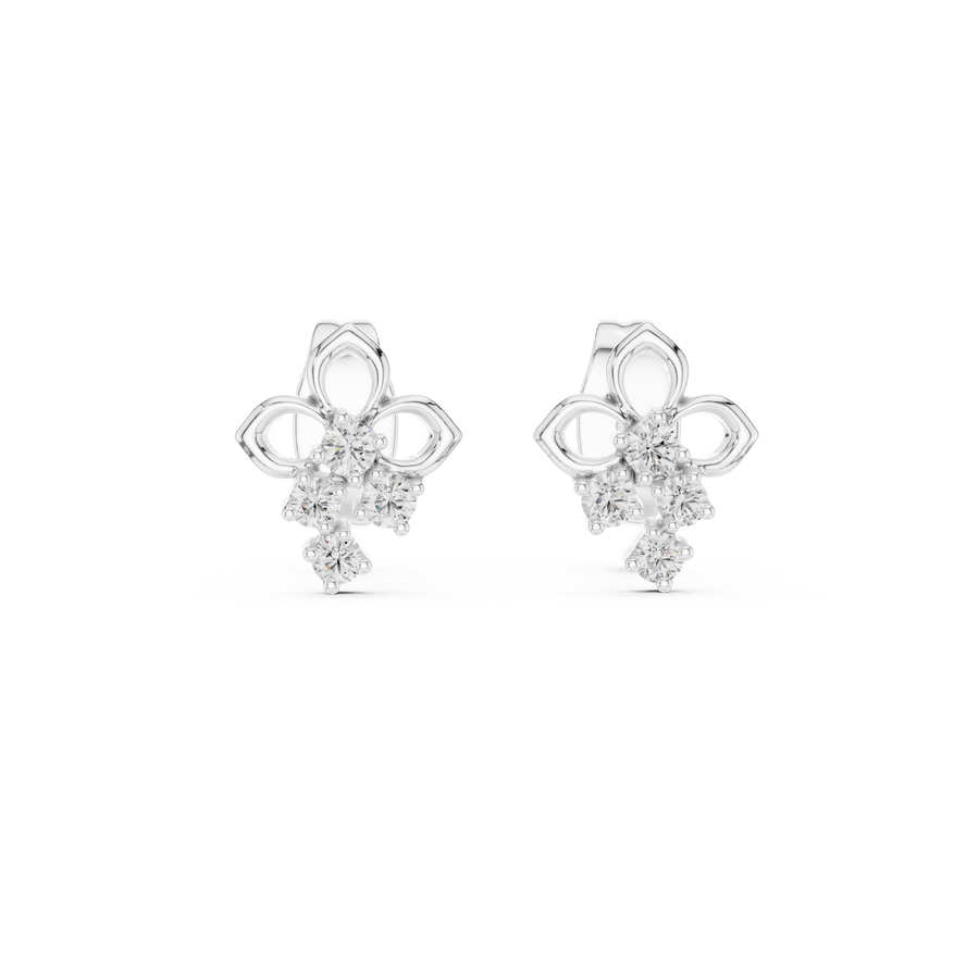 Averienne Floral Cluster Diamond Earrings