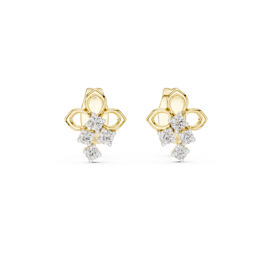 Averienne Floral Cluster Diamond Earrings