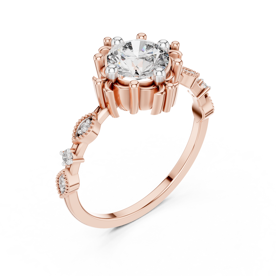 Lysavienne Grand Solitaire Halo  Diamond Ring