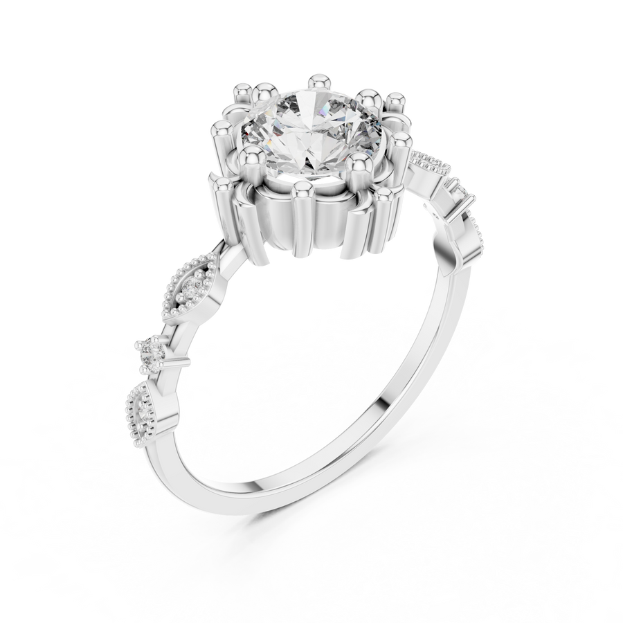 Lysavienne Grand Solitaire Halo  Diamond Ring