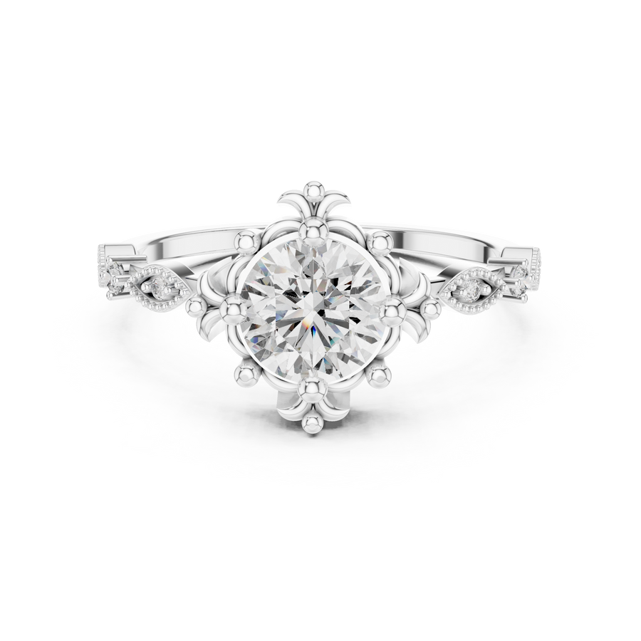 Lysavienne Grand Solitaire Halo  Diamond Ring