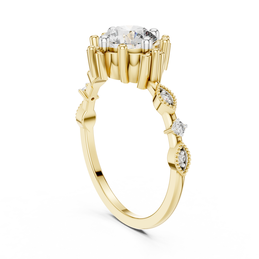 Lysavienne Grand Solitaire Halo  Diamond Ring