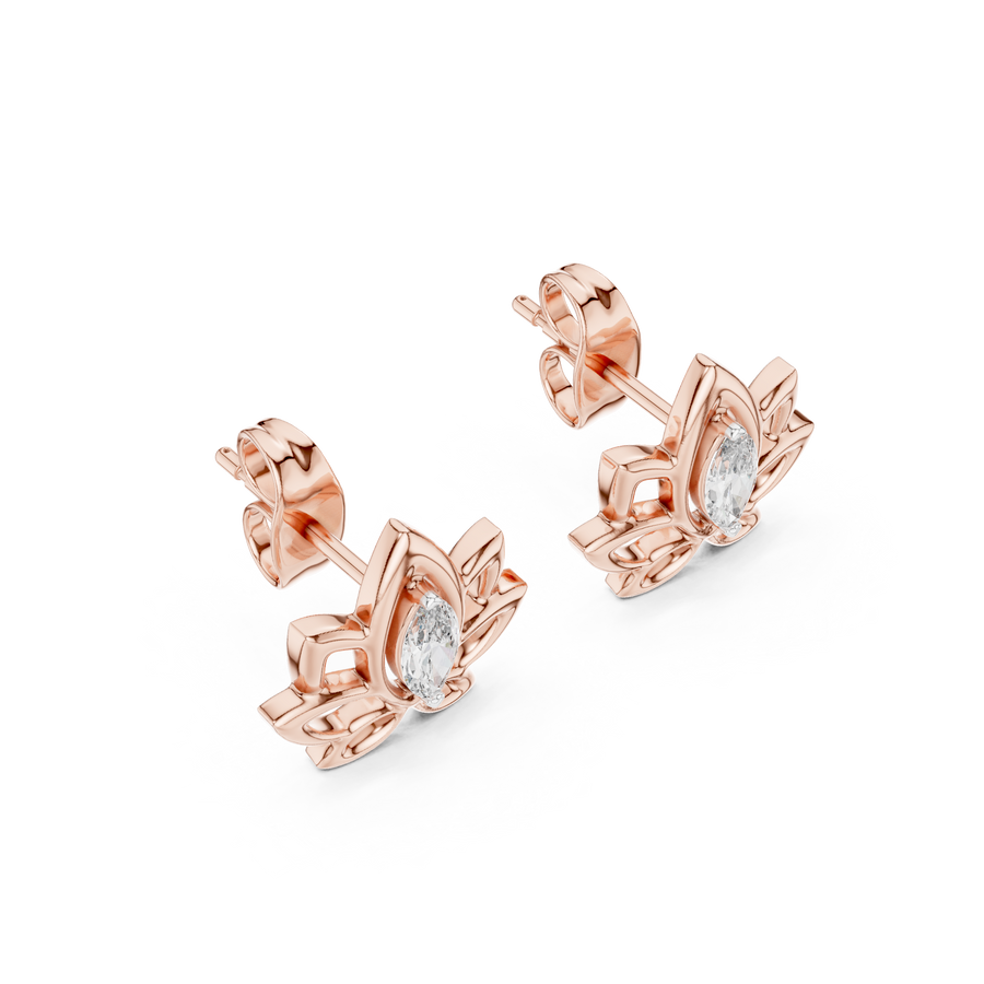 Lysavienne Marquise Floral Diamond Earrings