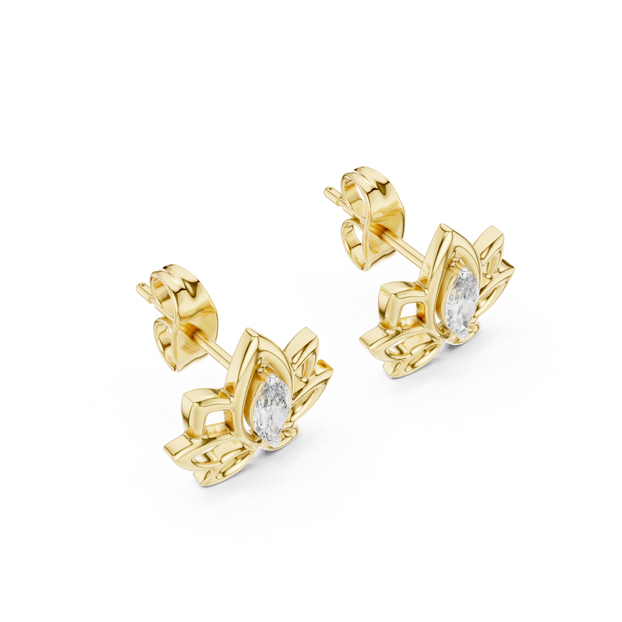 Lysavienne Marquise Floral Diamond Earrings