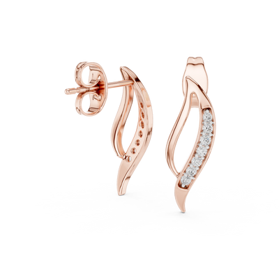 Averielle Curved Leaf Pavé  Diamond Earrings