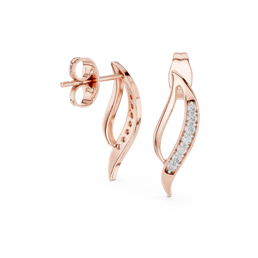 Averielle Curved Leaf Pavé  Diamond Earrings