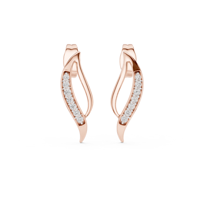 Averielle Curved Leaf Pavé  Diamond Earrings