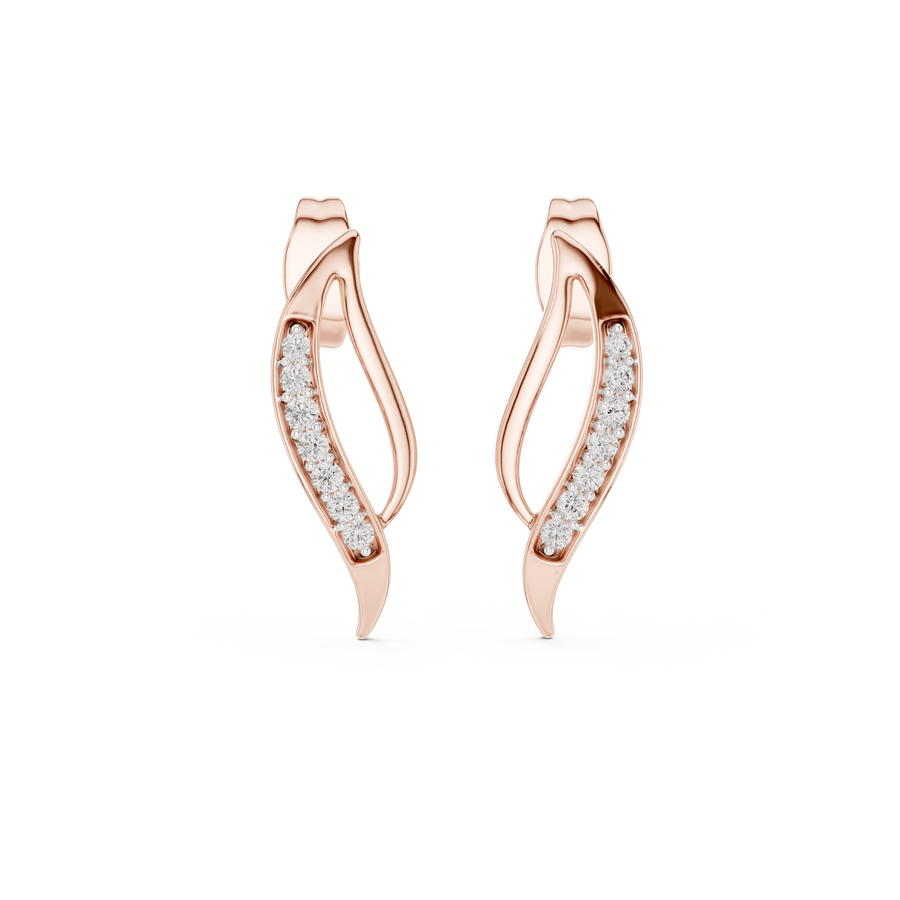 Averielle Curved Leaf Pavé  Diamond Earrings