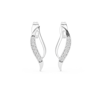 Averielle Curved Leaf Pavé  Diamond Earrings