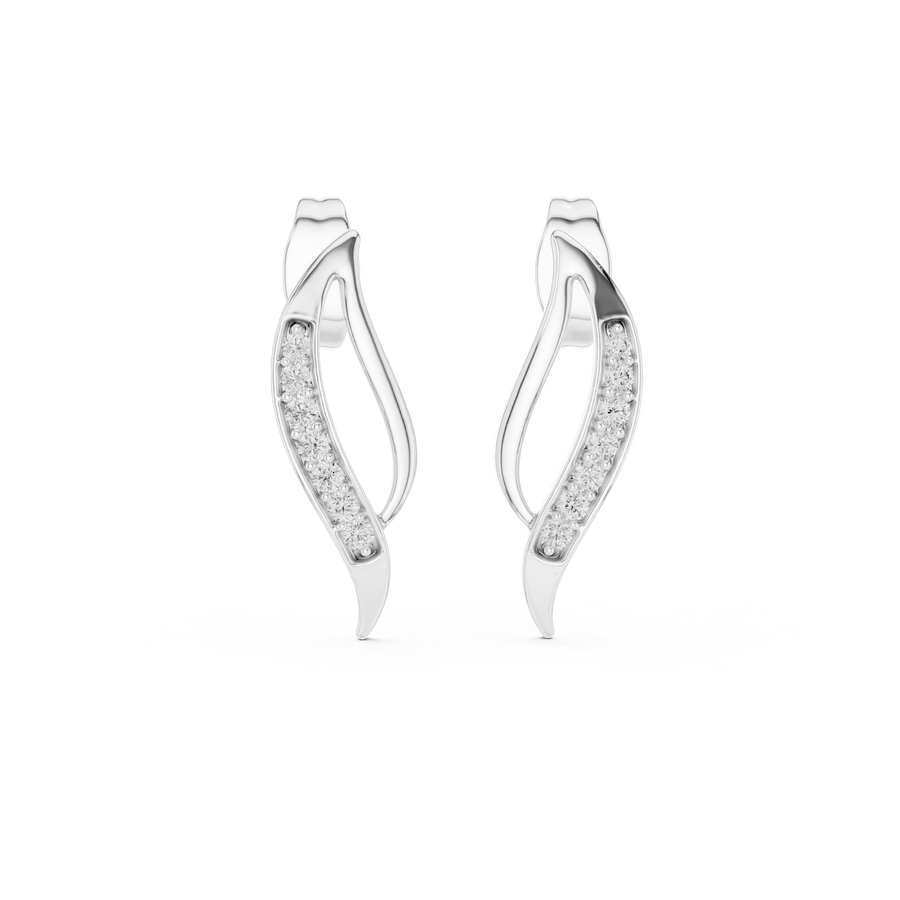 Averielle Curved Leaf Pavé  Diamond Earrings