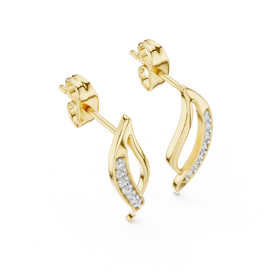 Averielle Curved Leaf Pavé  Diamond Earrings