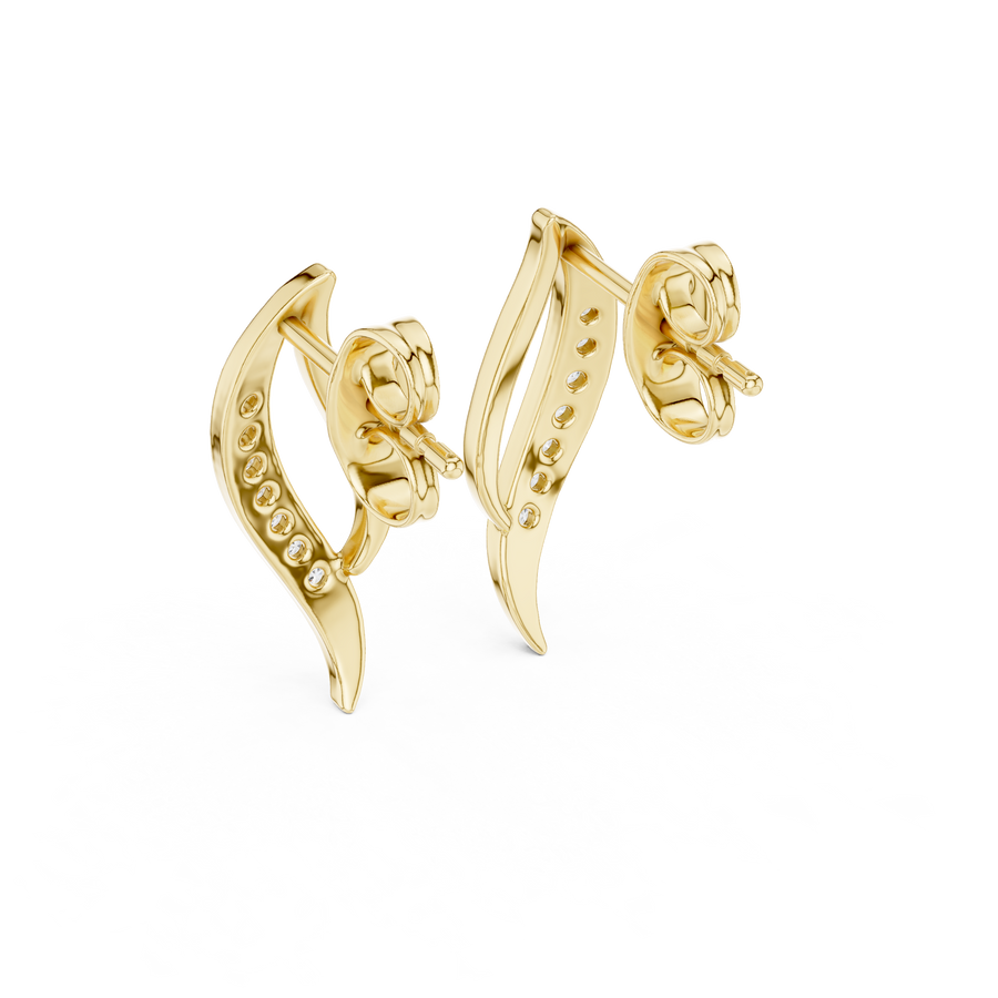 Averielle Curved Leaf Pavé  Diamond Earrings