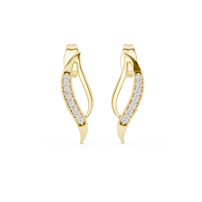Averielle Curved Leaf Pavé  Diamond Earrings