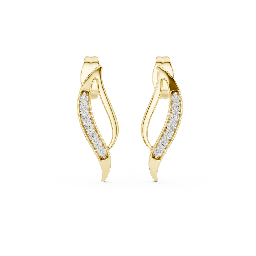 Averielle Curved Leaf Pavé  Diamond Earrings