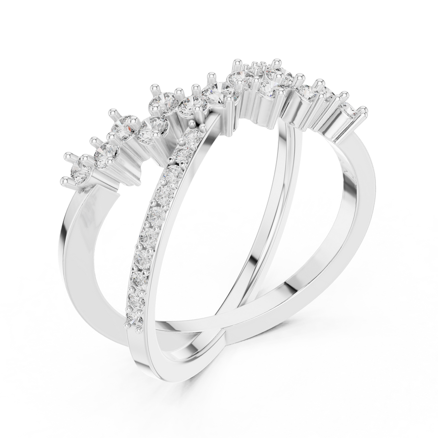 Cyravienne Crossover Cluster Diamond Ring