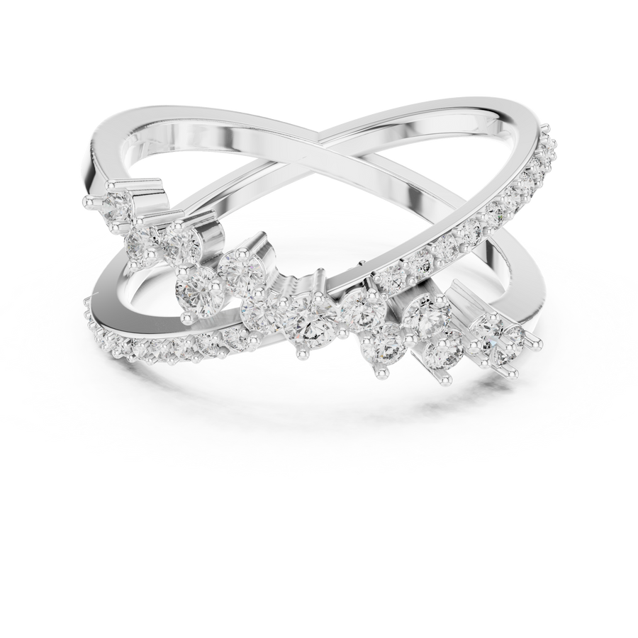 Cyravienne Crossover Cluster Diamond Ring