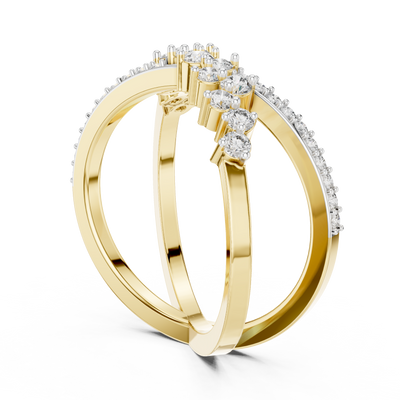 Cyravienne Crossover Cluster Diamond Ring