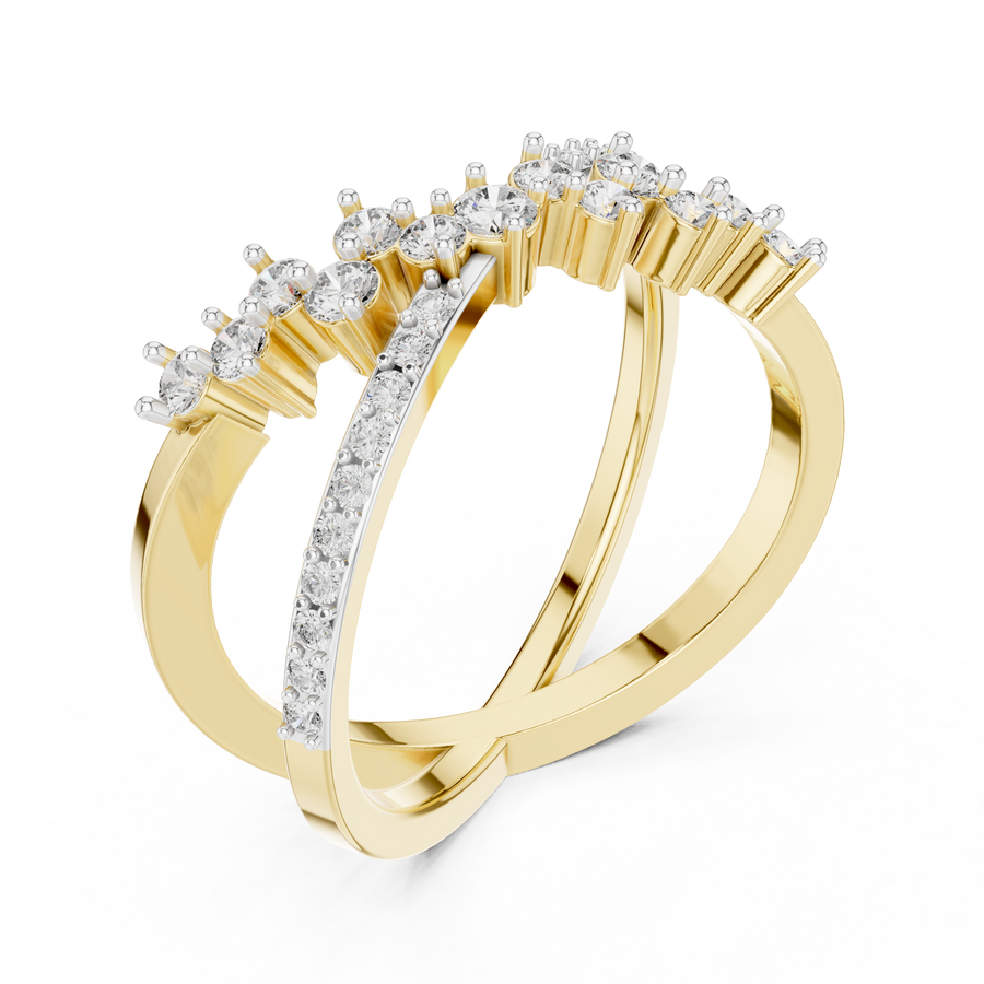 Cyravienne Crossover Cluster Diamond Ring