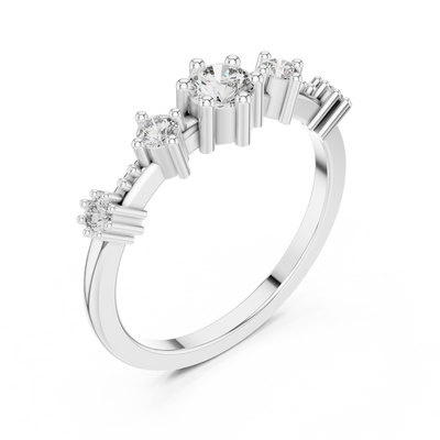 Virellienne Triple-Stone Cluster Diamond Ring