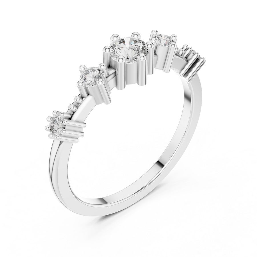 Virellienne Triple-Stone Cluster Diamond Ring