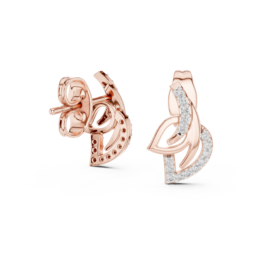 Lysavienne Curved Arc Diamond Earrings