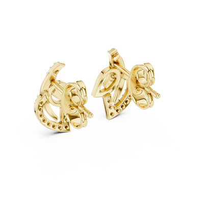 Lysavienne Curved Arc Diamond Earrings