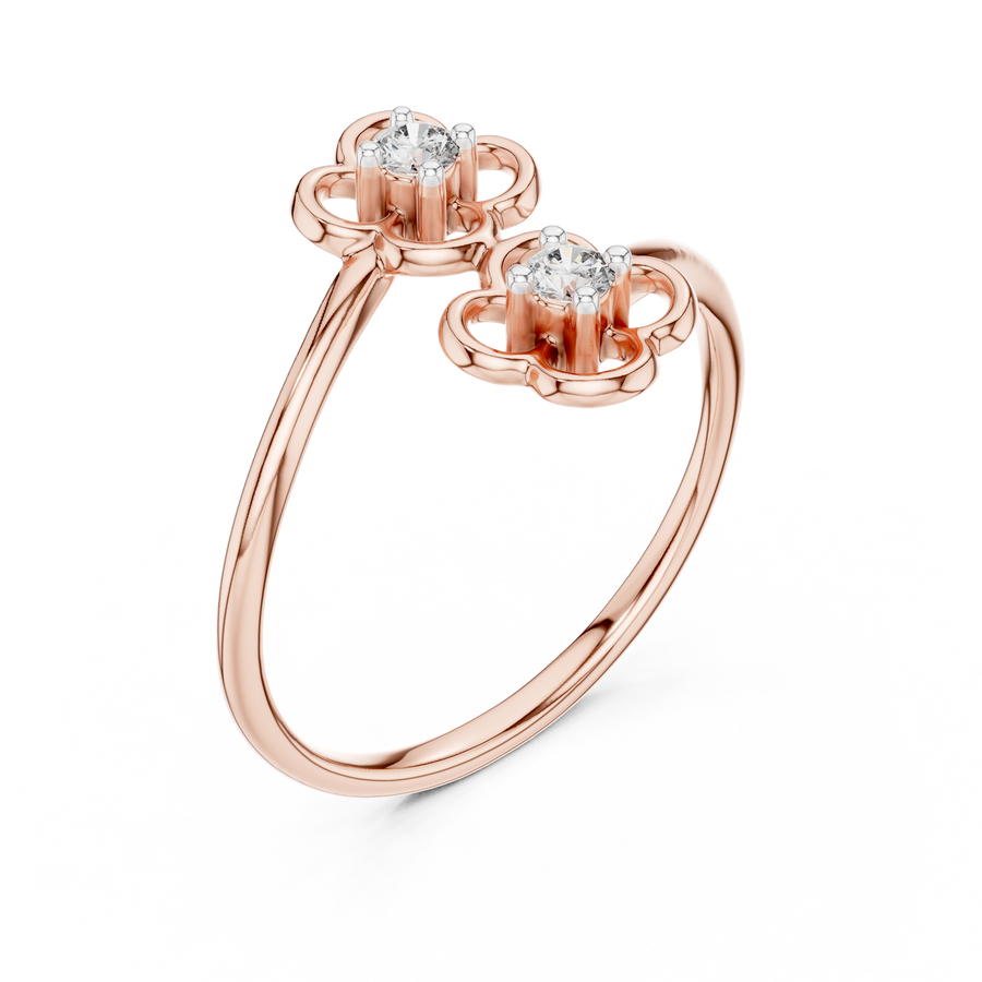 Aurellienne Double Floral Diamond Ring