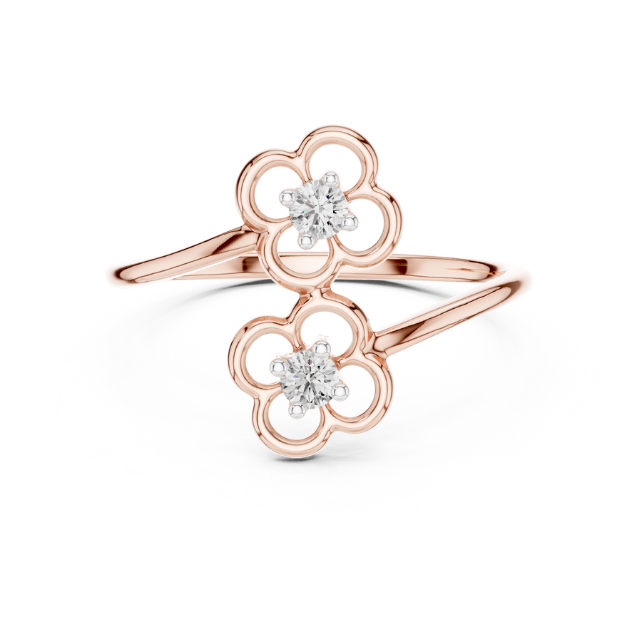 Aurellienne Double Floral Diamond Ring