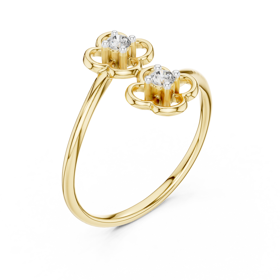 Aurellienne Double Floral Diamond Ring