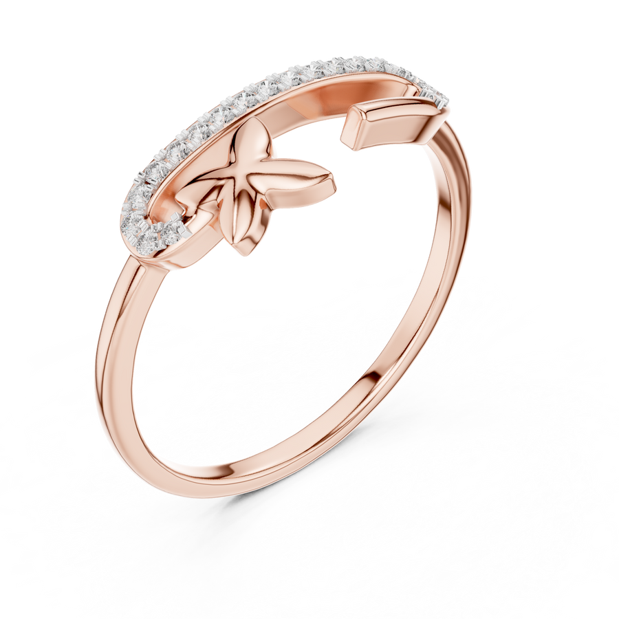 Elavienne Crossline Pavé  Diamond Ring