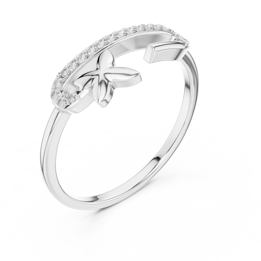 Elavienne Crossline Pavé  Diamond Ring
