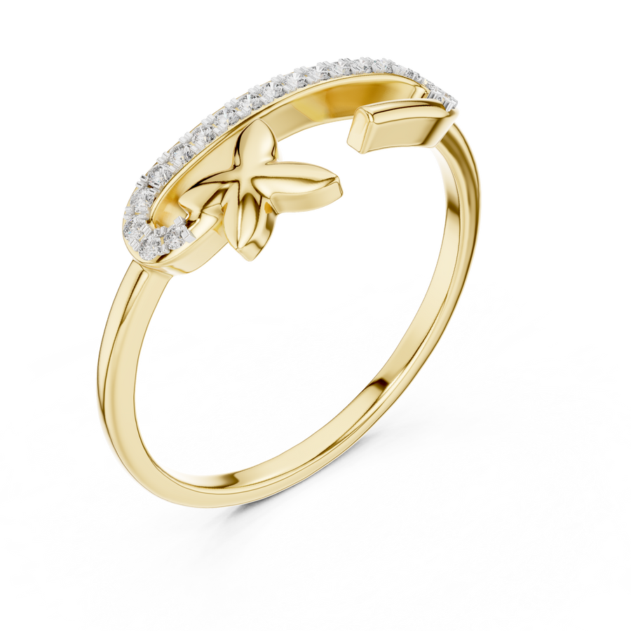 Elavienne Crossline Pavé  Diamond Ring