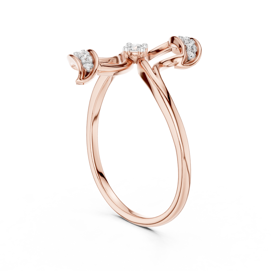 Seraphielle Sculpted Cross Diamond Ring