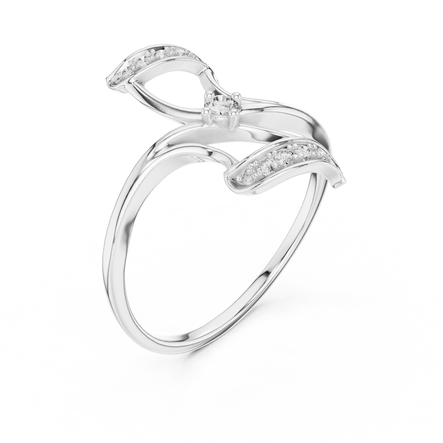 Seraphielle Sculpted Cross Diamond Ring