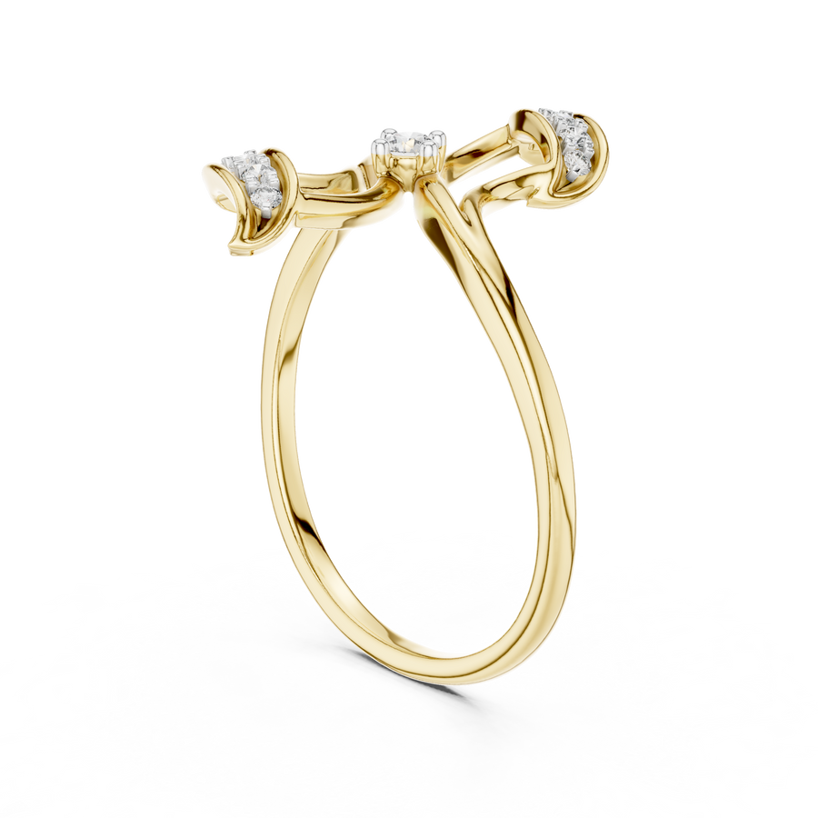 Seraphielle Sculpted Cross Diamond Ring
