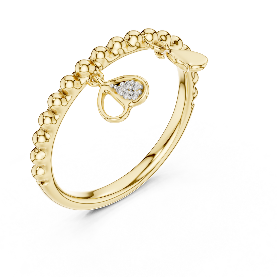 Aurelia Beaded Curve Diamond Ring