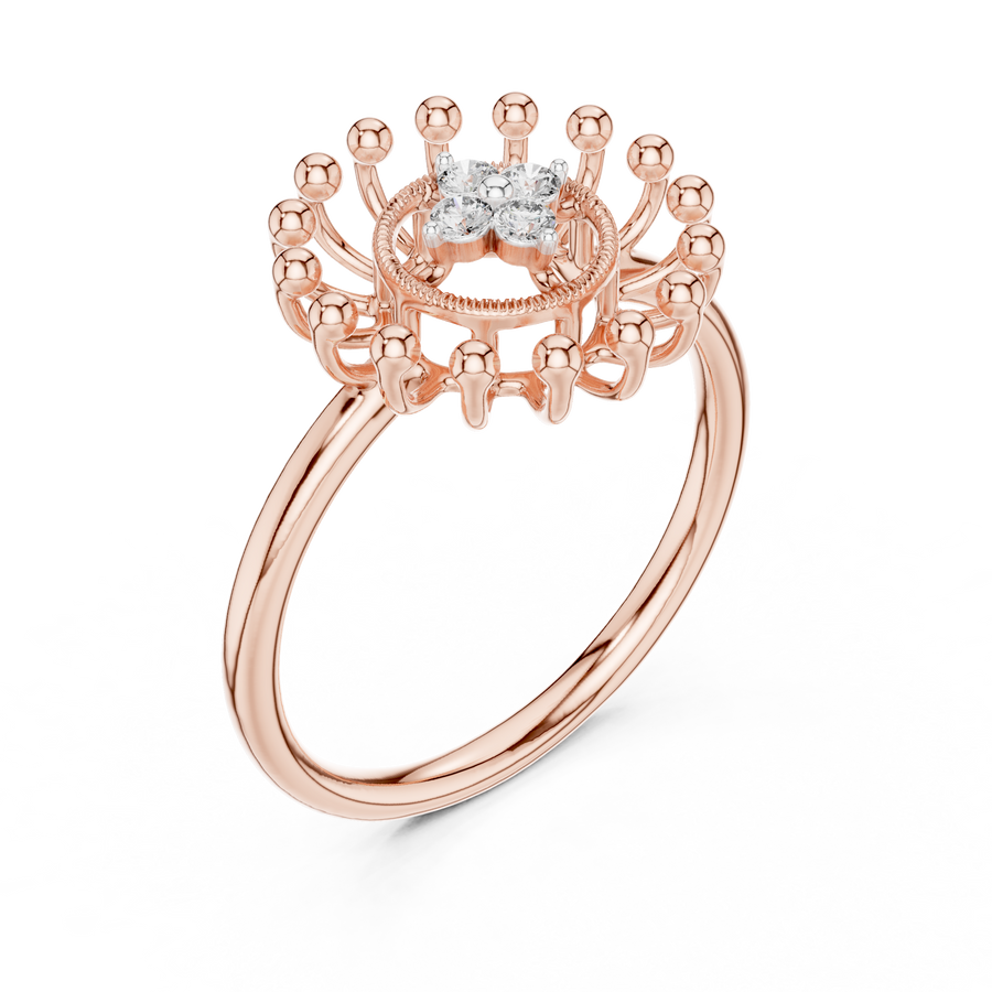 Marivelle Floral Halo Diamond Ring