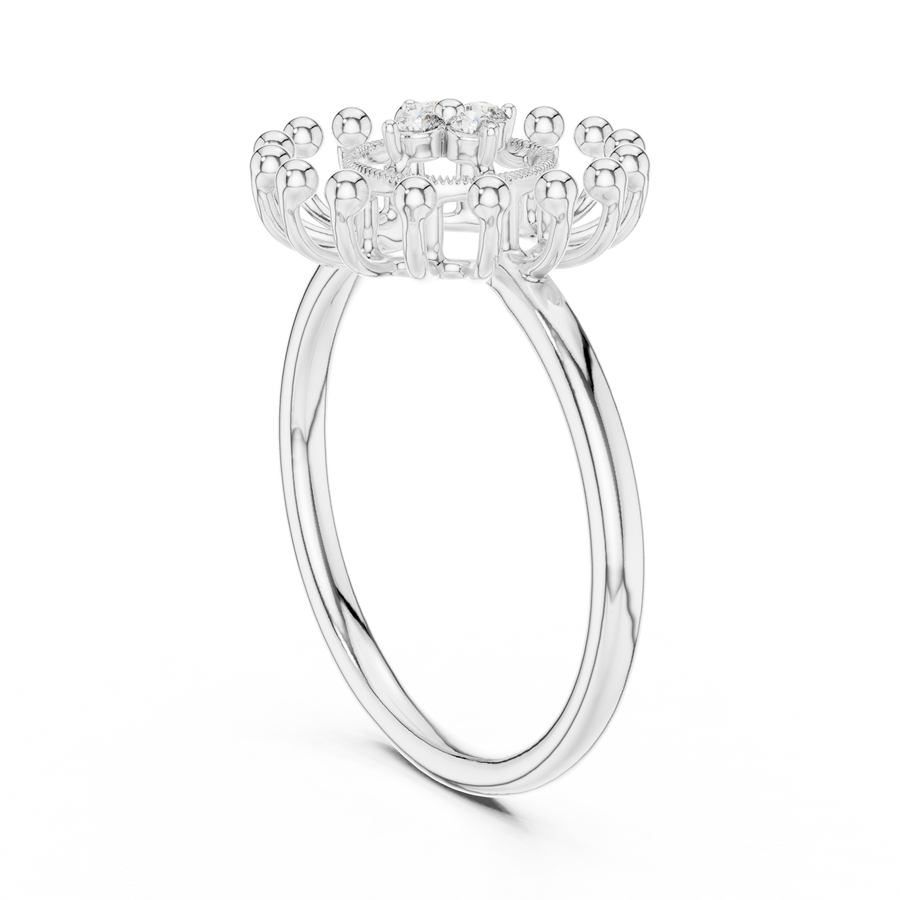 Marivelle Floral Halo Diamond Ring