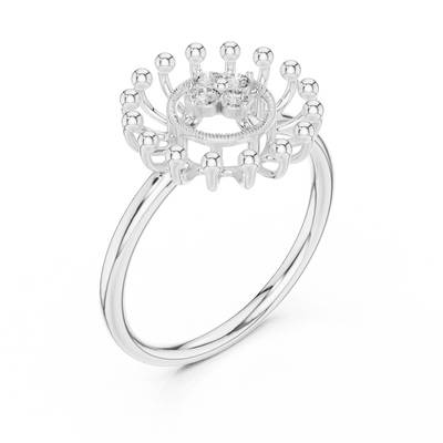 Marivelle Floral Halo Diamond Ring